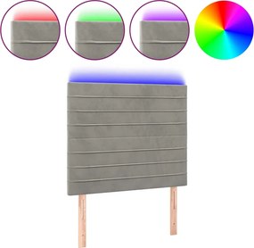 vidaXL Tăblie de pat cu LED, gri deschis, 80x5x118/128 cm, catifea