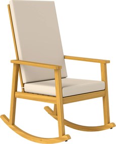 Outsunny Scaun balansoar din lemn de acacia Fotoliu balansoar cu spătar înalt Perne până la 160 kg 60 x 89 x 107 cm Bej | Aosom Romania