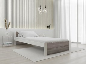 Pat IKAROS 90 x 200 cm, alb/dub cu trufe Saltea: fara saltea, Somiera: fara somiera