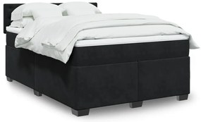 vidaXL Pat box spring cu saltea, negru, 160x200 cm, catifea