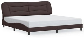 3213728 vidaXL Cadru de pat cu lumini LED, maro închis, 200x200 cm, textil