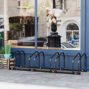 HOMCOM Suport de parcare pentru 4 biciclete din otel, 110x33x27 cm, negru | Aosom Romania