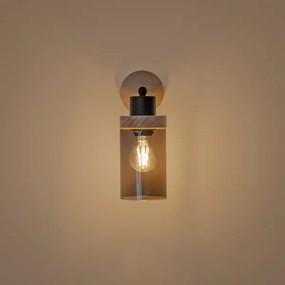 Lampă de perete WOODNEST 1xE27/15W/230V lemn de pin/negru fumuriu
