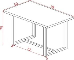 Masa bucatarie  lemn.seria wood A-620,pin natur-negru,100x59x75 cm, 30103