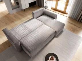 OFERTA Canapea de colt gri SMART COSARO, reversibila + 2 perne CADOU II. calitate