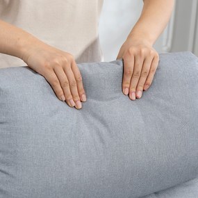 HOMCOM Fotoliu Reclinabil 135° max în Material cu Efect de In, Spumă, Oțel și Lemn, 73x86x100 cm, Gri Deschis | Aosom Romania