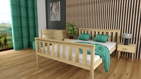 Pat de o persoana KALEA 90 x 200 cm, pin Saltele: Cu saltele Deluxe 10 cm, Somiera pat: Cu lamele drepte