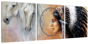Tablou - Farmecele indienilor (cu ceas) (90x30 cm)