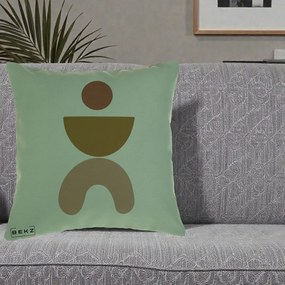 Perna Decorativa Geometric Boho Disc si Arc, 40x40 cm, Verde, Husa Detasabila, Perna Inclusa, BEKZ®