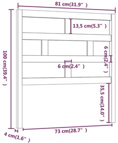 Tablie de pat, gri, 81x4x100 cm, lemn masiv de pin Gri, 81 x 4 x 100 cm, 1
