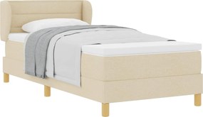 vidaXL Pat cu arcuri cu saltea cu headboard Crem 80 x 200 cm țesătură