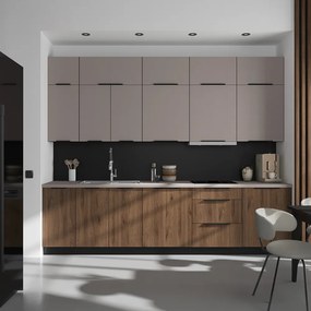 Dulap înalt pentru cuptor şi cuptor cu microunde, nuc okapi/negru, MENZO 60 DPM-210 2F