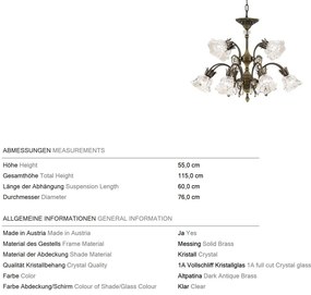 Candelabru cristal design lux LA BOHEME D-76cm 12L old patina
