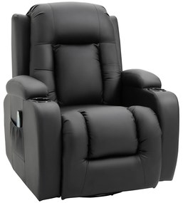 HOMCOM Fotoliu Relax pentru Masaj Rabatabil din Imitatie de Piele Bej cu 8 Puncte de Masaj si Telecomanda, 85x94x104cm, Negru | AOSOM RO