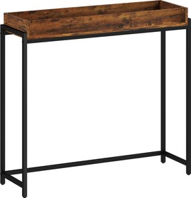 HOMCOM masă de hol, consolă îngustă, metal, placă aglomerată, Maro-rustic | Aosom Romania