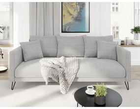 Canapea gri deschis cu tapițerie din chenille 200 cm Freya – Ropez