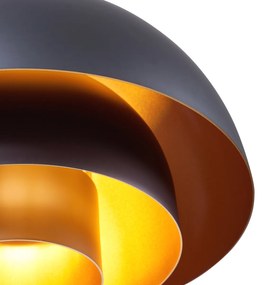 Lampă suspendată modernă neagră cu interior auriu - Loes