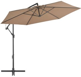 vidaXL Umbrelă consolă de grădină cu stâlp din aluminiu, taupe, 300 cm