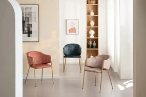 Set de 2 scaune aspect retro, Metal Auriu, Catifea Turcoaz, NOBLESSE A-47581 VC