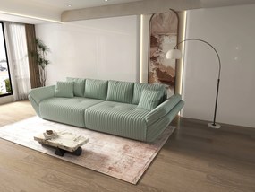 Canapea extensibilă dumonde cu ladă de depozitare si sezut confortabil din spuma high-density, Berlin Ambience Mint 300x100 cm