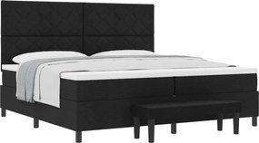 vidaXL Pat cu arcuri cu saltea Negru 200 x 200 cm țesătură