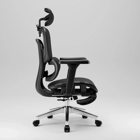 RESIGILAT- SIENA E15 Executive – Scaun Ergonomic cu Suport Lombar Reglabil pe Înălțime, Tetieră Reglabilă, Cotiere 3D, Șezut Extensibil, Reclinare 135°, Umeraș Integrat, Suport pentru Picioare și Bază Metalică, Mesh, Negru