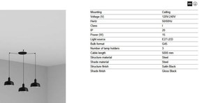 Lustra cu 3 pendule metal TATAWIN S neagra