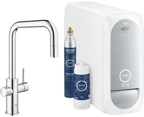 Grohe Blue Home Ondus Baterie de bucatarie cu sistem de filtrare, racire si acidulare, pipa U si dus extractibil, crom