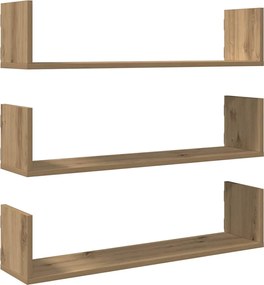 vidaXL Rafturi perete 3buc. stejar artizanal 80x18x18cm lemn prelucrat
