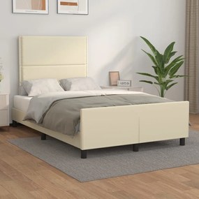 3125502 vidaXL Cadru de pat cu tăblie, crem, 120x200 cm, piele ecologică