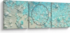Tablou - Atmosfera de litoral în nuanțe turcoaz (cu ceas) (90x30 cm)