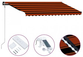 Copertină retractabilă senzor vânt LED oranj maro 400x300 cm