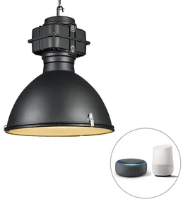 Lampă industrială modernă cu pandantiv neagră 53 cm incl. A60 Wifi - Sicko