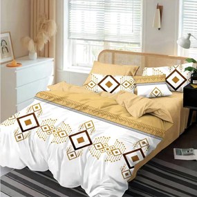 Lenjerie de pat 2 persoane, bumbac finet, 6 piese, 2 fete, SP828