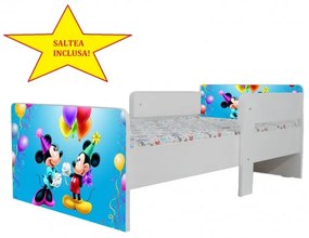 Pat Star imprimat cu Mickey si Minnie Party, cu protectie si saltea, 130x60 cm