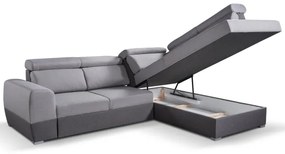 Canapea colțar extensibilă în L MATRIX gri, cu spațiu de depozitare, dreapta