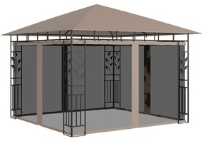 Pavilion cu plasa anti-tantari, gri taupe, 3x3x2,73 m, 180 g m   Gri taupe, 3 x 3 x 2.73 m