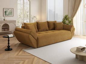 Canapea extensibilă dumonde cu ladă de depozitare si sezut confortabil din spuma high-density, Berlin Zoom Mustar 250x100 cm