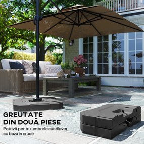 Outsunny Set 2 Greutăți pentru Baza Umbrelei, Bază pentru Umbrelă din HDPE, Reumplibilă cu 80 kg Apă sau 105 kg Amestec Nisip și Apă, 101x101x12 cm, Negru | Aosom Romania