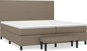 vidaXL Pat box spring cu saltea, gri taupe, 200x200 cm, textil