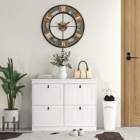 HOMCOM Zapatero Estrecho con 4 Puertas Abatibles y Estantes Ajustables para 20 Pares de Zapatos con Antivuelco 105x24x82,5 cm | Aosom Romania