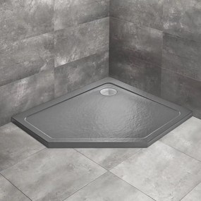 Cadita dus pentagonala Radaway Doros PT E Stone 100x90 cm acril antracit dreapta