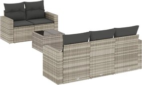 vidaXL Set canapele de grădină cu perne, 6 piese gri deschis poliratan