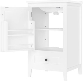 Dulap de baie cu chiuvetă, sertar silențios, raft reglabil, 51x46x85 cm, Alb