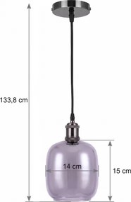 BRILAGI -LED Pendul pe cablu RETRO GLASS 1xE27/60W/230V Ø 14cm negru/gri fumuriu