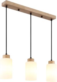 Globo 15977-3H - Lustră suspendată pe cablu ROWENA 3xE27/60W/230V stejar/alb