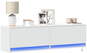 vidaXL Dulap TV de perete cu lumini LED, alb, 140x31x38 cm