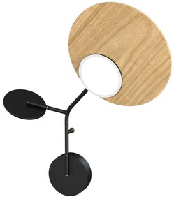Lampă de perete Ballon 3 right, mai multe variante - TUNTO Model: cadre și parte fixă negre, panou de lemn stejar