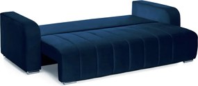 Canapea Extensibilă 3 locuri DIEGO, cu ladă de depozitare, 230x92x90 cm, Velutto-Albastru