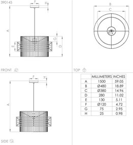 Lustră pe cablu Eglo 390145 OLTAMAR 1xE27/40W/230V d. 48 cm crem